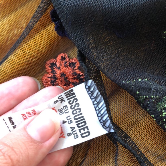 Missguided Sheer Black/Floral Print Top - Picture 2 of 3